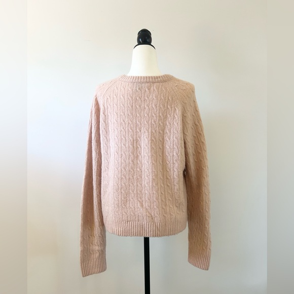 J CREW Pale Pink Cable Knit Sweater, Buttons - size XLarge - Picture 3 of 6